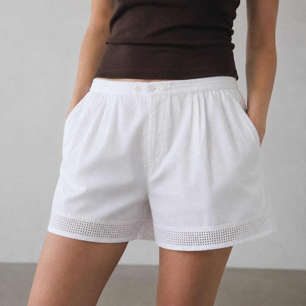 J.Crew Eyelet Pull On Shorts CA995 Women's XXL White Cotton Relaxed Fit